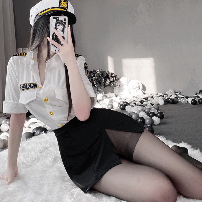 De Crystal Sexy Cosplay Police / Baju Sexy Wanita Set Cosplay Polisi / Set Wanita Cosplay 378 (8346)