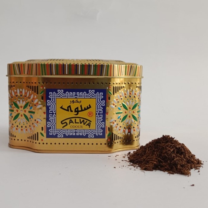 Buhur Bukhur Salwa Kaleng isi 100gr Dupa Arab Serbuk Buhor Salwa Bukhor Pewangi Ruagan Aroma Gaharu