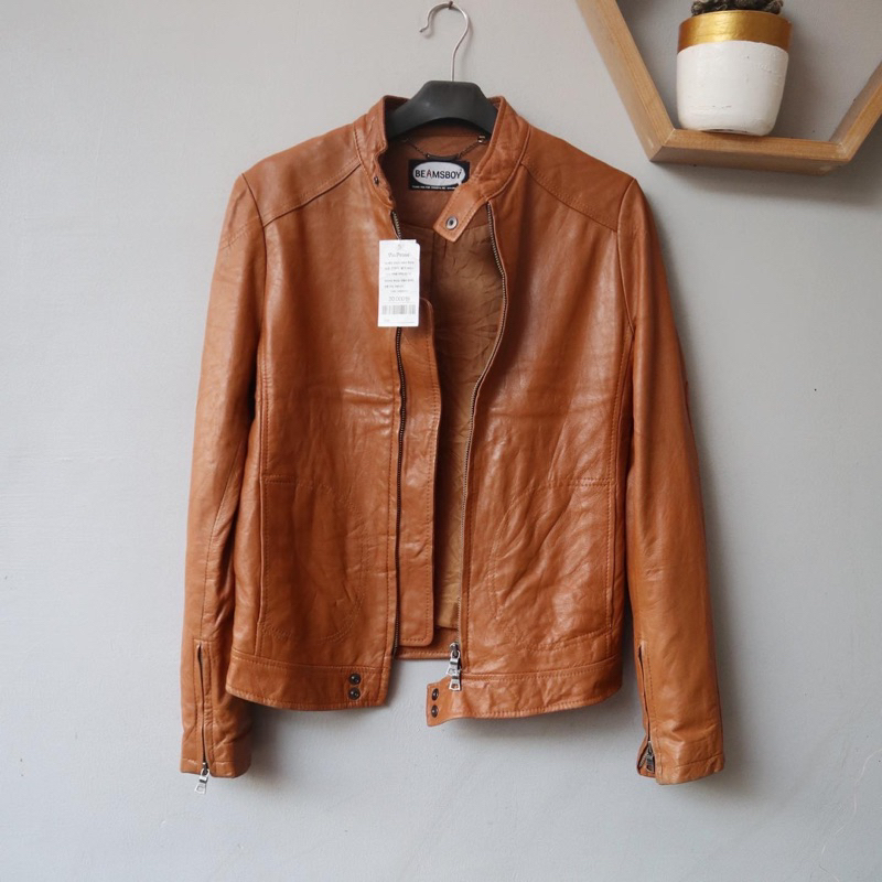 Jaket kulit asli kecil slim motor koko rider Pl bekas preloved second leather jacket