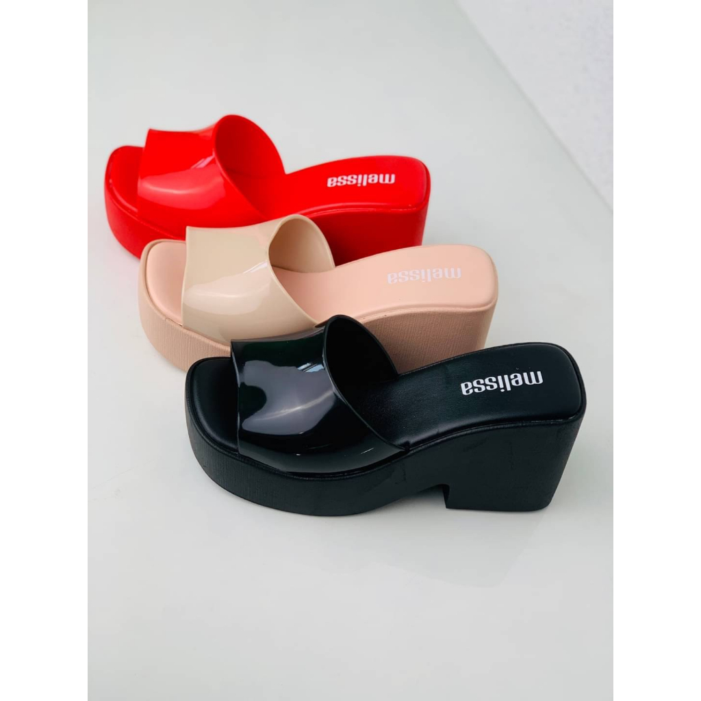 SANDAL WEDGES MELISSA / SANDAL WANITA/ SANDAL KARET MELISSA/ WEDGES KARET 9 CM/ SANDAL TINGGI/mel016