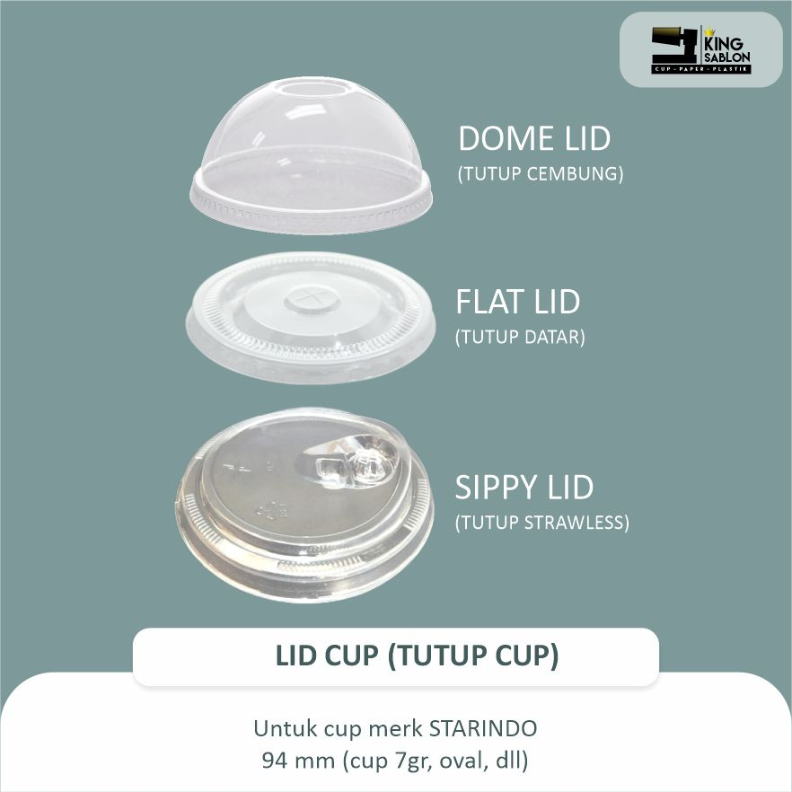 Lid  tutup Cup Cembung / datar untuk  cup 12 oz 14 oz 16 oz 7 gram dan 22 oz (besar)