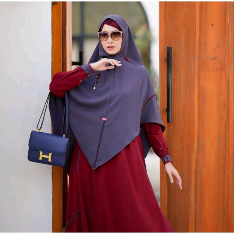 SET GAMIS SYAR'I MAIRA MAROON AULIA FASHION ORI