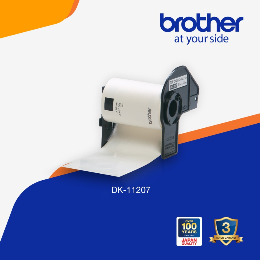 

Brother Tape DK-11207 CD/DVD Labels 58mm x 100 Label Black On White