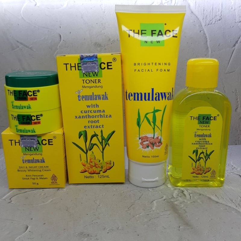 Paket Cream Wajah Glowing 4in1) Temulawak The Face Cream Day Night+Facial Foam+Toner Asli Bpom