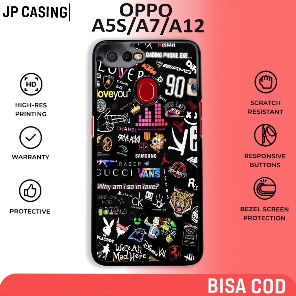 case oppo a5s a7 a12 a11k terbaru motif aesthetic black hitam keren cute casing cewek hp mewah bahan