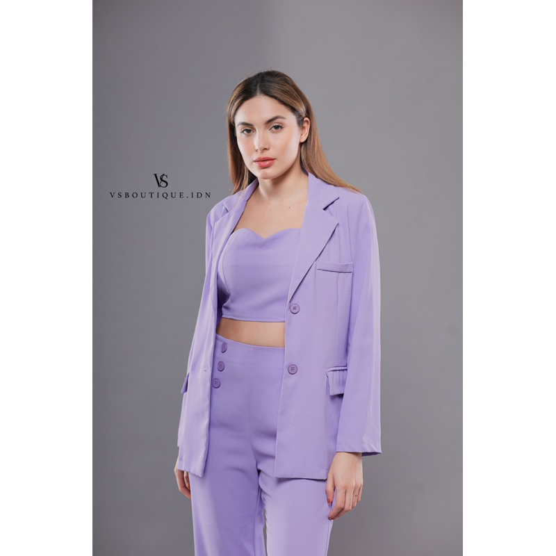 One set blazer long pants+crop top