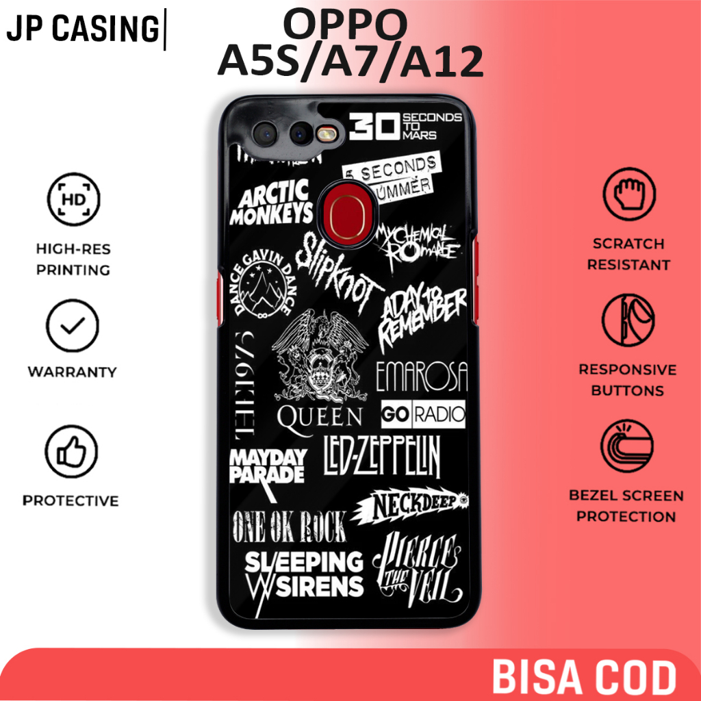 case oppo a5s a7 a12 a11k terbaru motif aesthetic band 3 musik keren cute casing cewek hp mewah baha