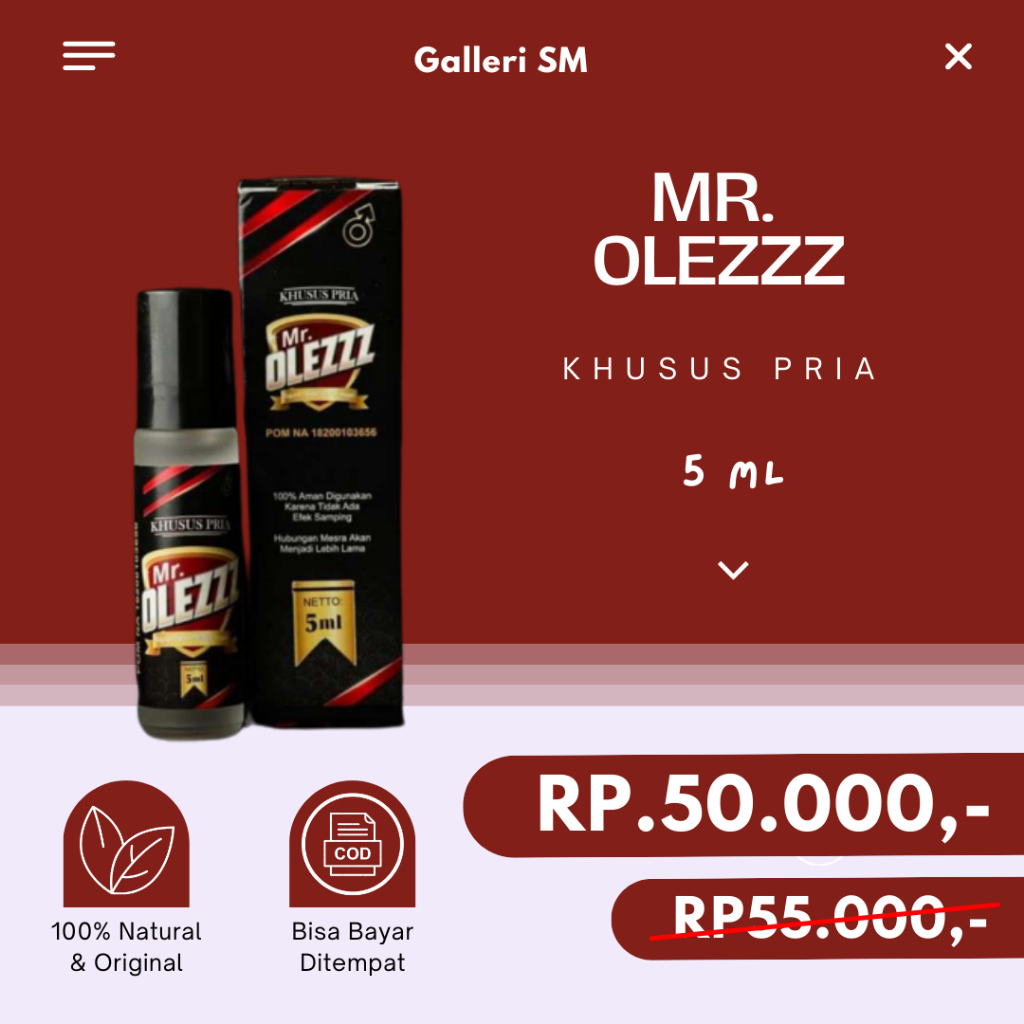 MR Olezzz Pria Original Obat Herbal Tahan Lama BPOM 5ml Asli