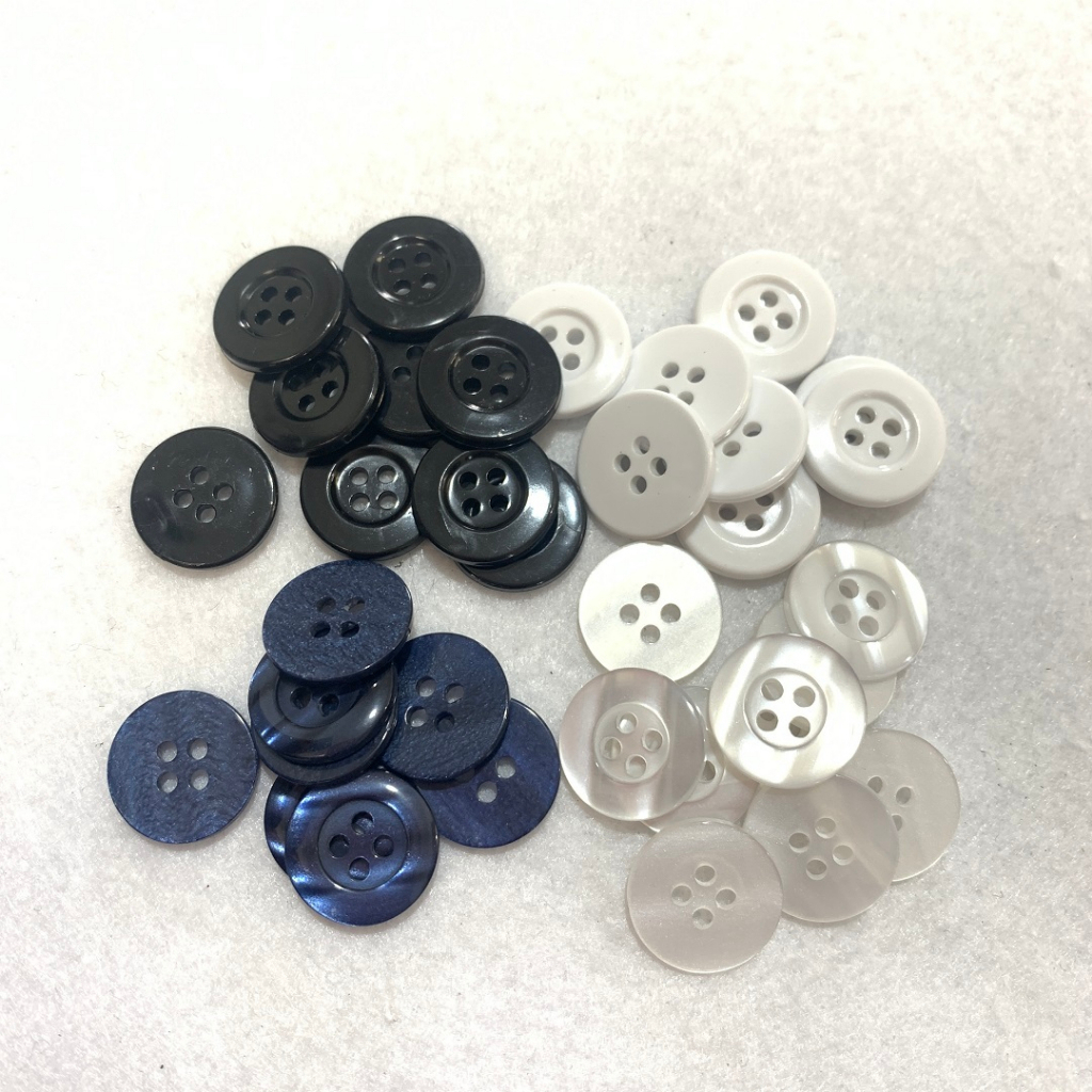 Kancing 4 Lubang 12mm Warna Hitam Putih Susu Transparan Navy Aksesoris Jahit Menjahit Baju Pakaian K
