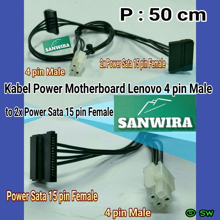 Kabel Power Motherboard Lenovo 4P Male to 2x Power Sata 15P F - 50 cm