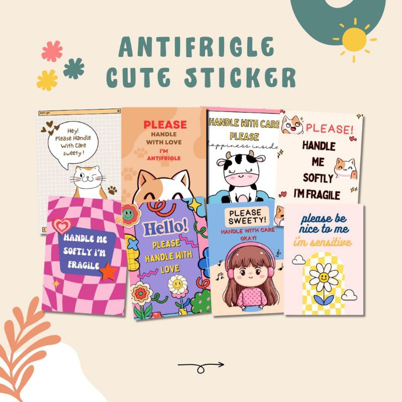 

[ISI 32 PCS] CUTE FRAGILE STICKER | STICKER ONLINE SHOPE ANTI PECAH | TERMURAH