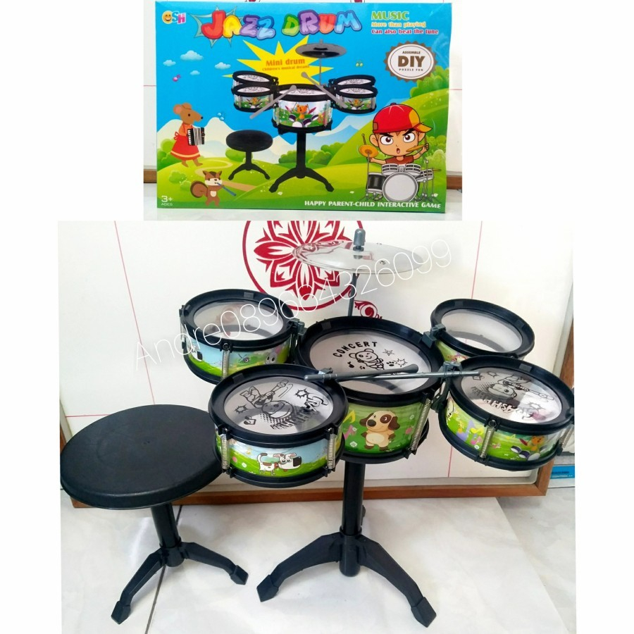 Mainan MUSIK Jazz Drum Anak Set + KURSI DRUM ANAK SH1234/Mainan Alat Musik Anak Jazz Drum - Mainan A