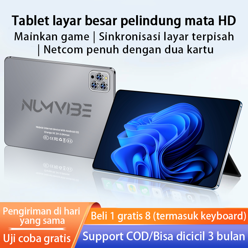 【Buy 1 Gift 8】NUMVIBE P60 2023 Komputer Tablet PC murah Asli Baru Original Tablet PC RAM 12GB-512GB ROM Dual SIM LTE WiFi 5G Android Tablet for work games watching videos 11 -Inch Light and Light Tablet Computer Tablet siswa, tablet game, tablet modis