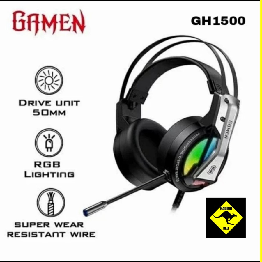 HEADSET GAMING GAMEN GH1500 RGB LIGHTING EFFECT 50mm