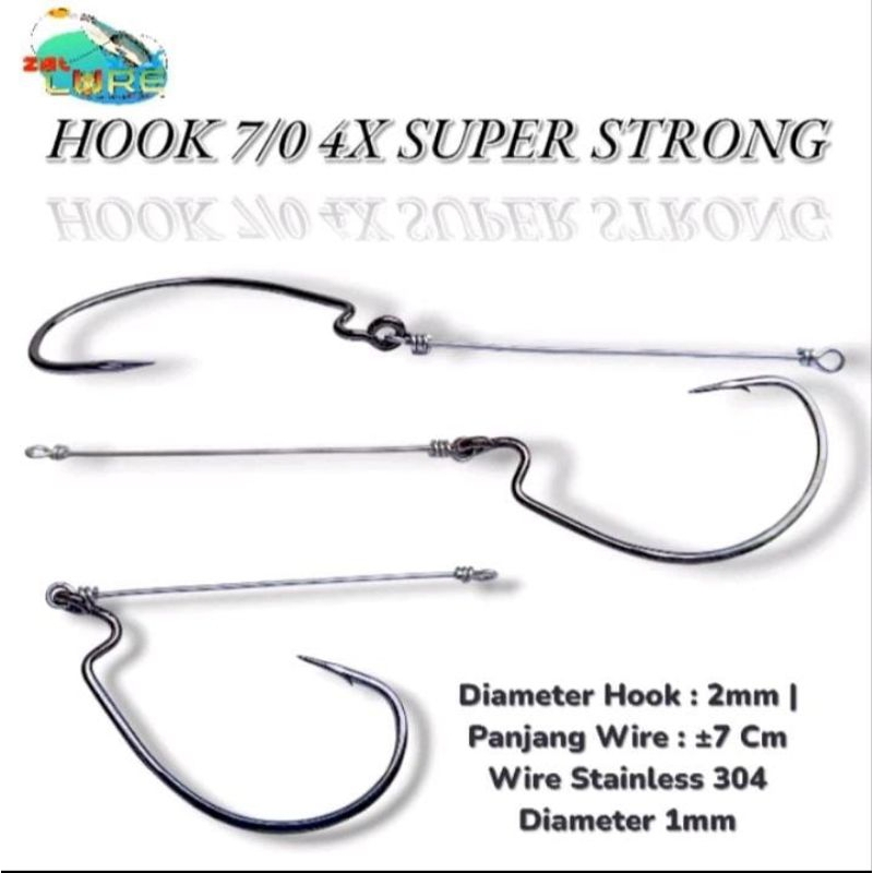 WORM HOOK 7/0 4X SUPER STRONG COCOK UNTUK HOOK SILENCER 18CM