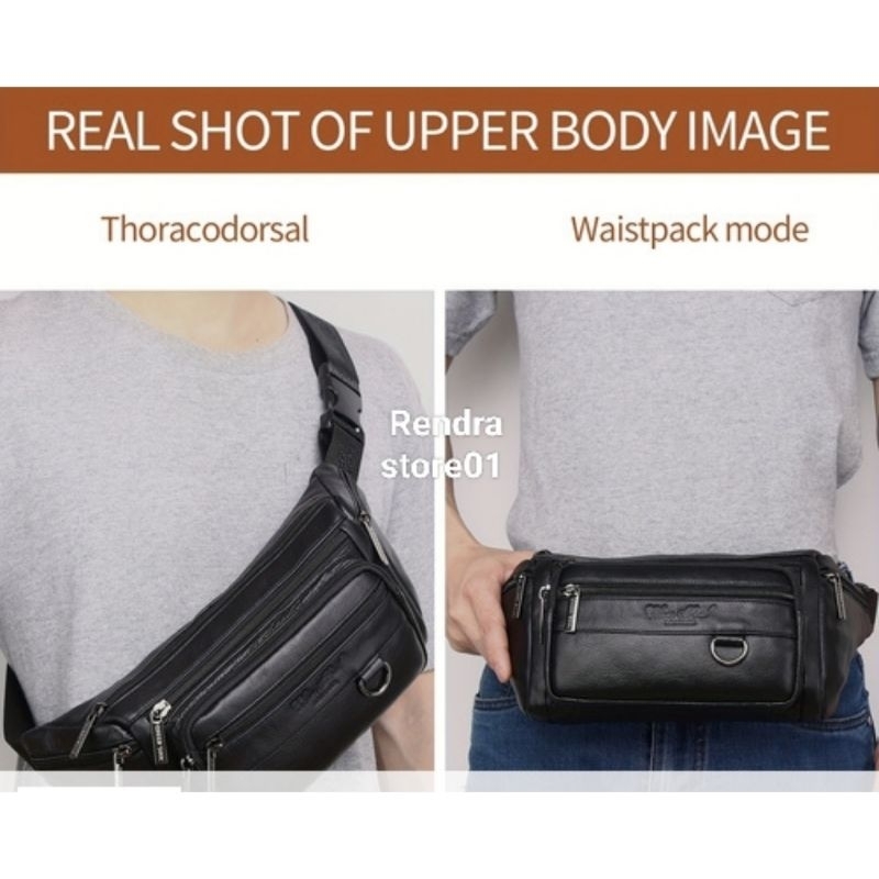 Tas pinggang kulit asli pria (kulit sapi) premium import/tas weistbag keren kulit asli/tas santai pr