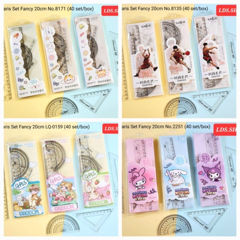 

Penggaris Set 20 Cm Fancy / Garisan Set 20cm (1Set isi 4pcs)