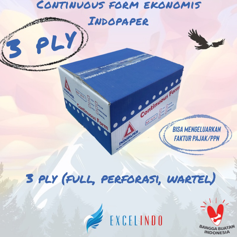 

Continuous Form 3 ply NCR Ekonomis UKURAN WARTEL merk Indopaper