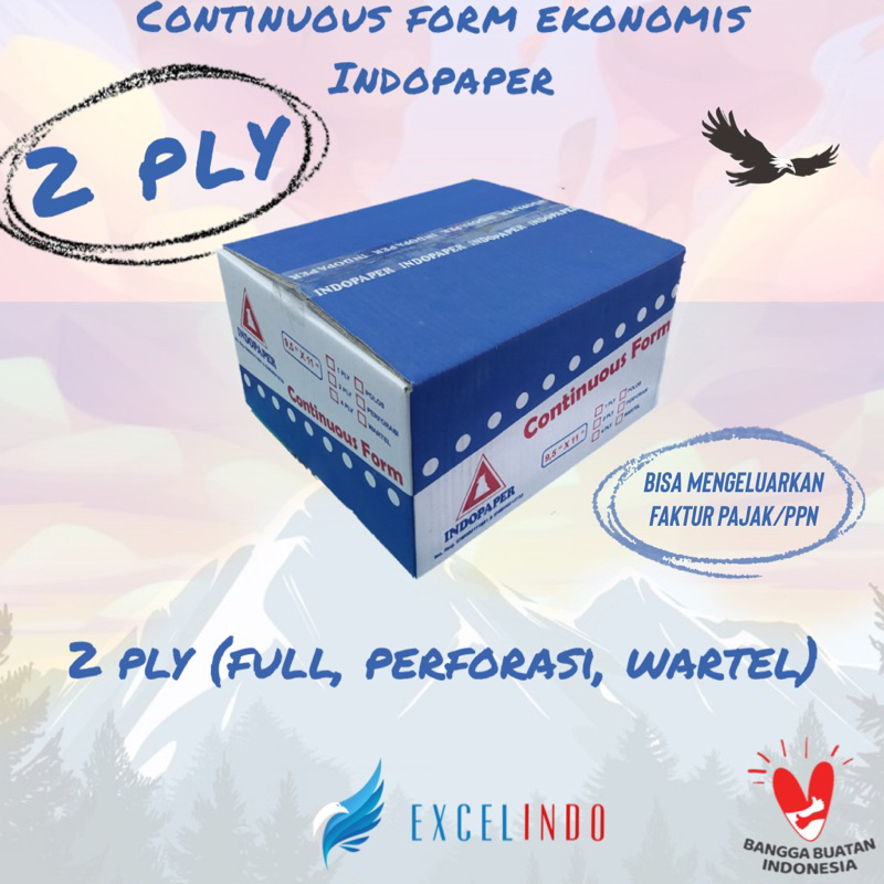 

EXCELINDO Continuous Form 2 ply NCR Ekonomis UKURAN WARTEL merk Indopaper