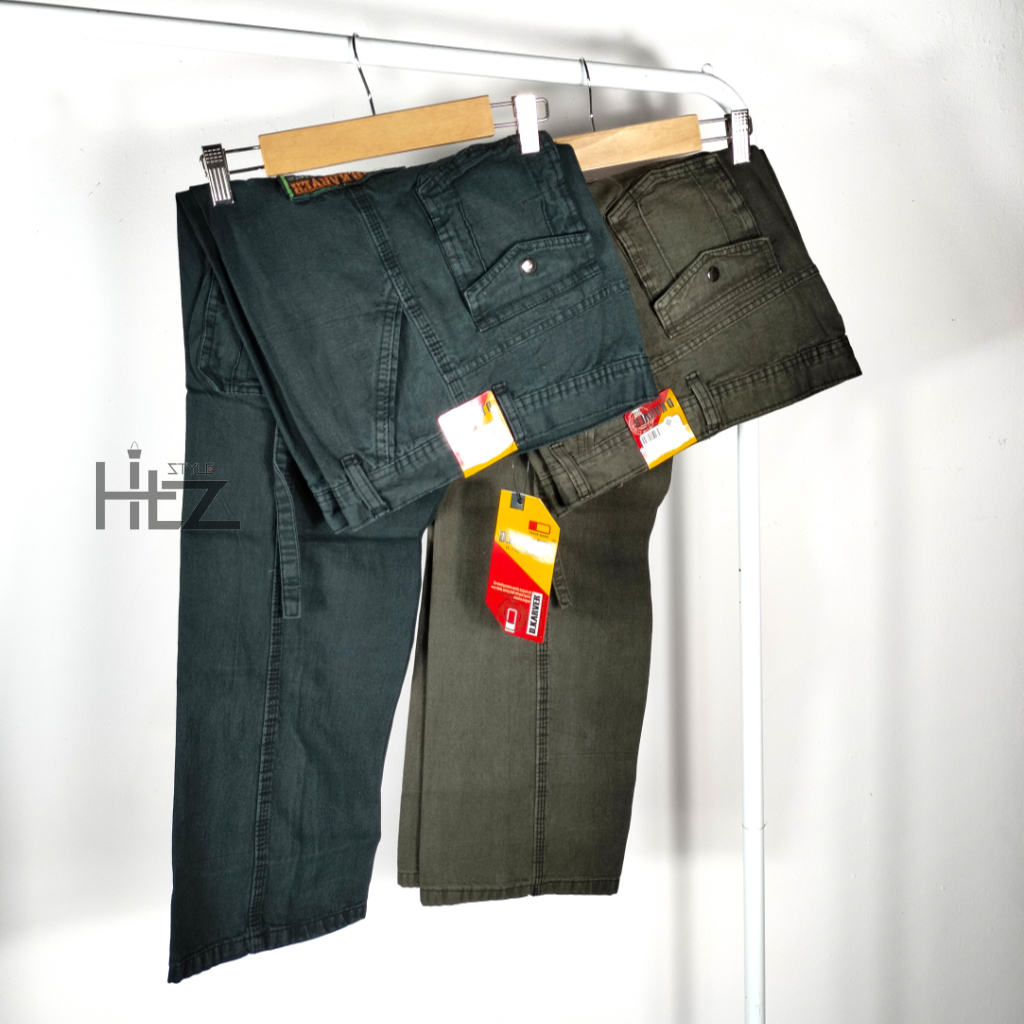 Celana Panjang cargo Pria Kempol Bahan Jeans Tebal