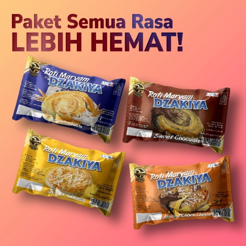 

[ALL VARIAN PREMIUM] Paket 4 Pack Roti Maryam Premium (Original, Cokelat, Keju dan Cokelat Keju)