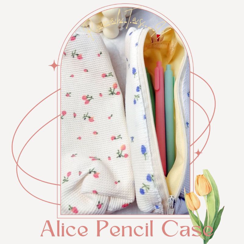 

Alice Pencil Case - Kotak Pensil Sekolah Anak Perempuan Motif Bunga Tempat Pensil Wanita Motif Little Flower Korean Style bahan Korduroy