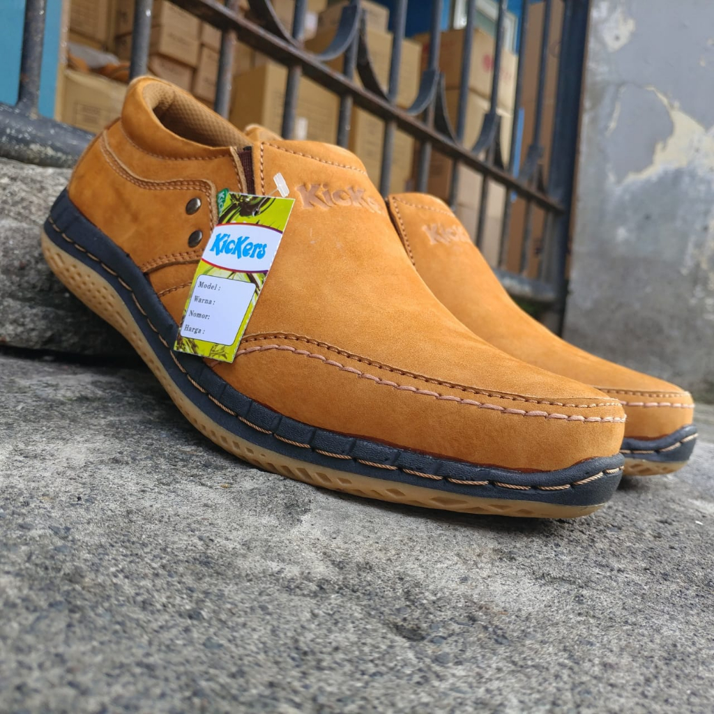 KICKERS SEPATU PRIA SLIP ON KASUAL TANPA TALI ORIGINAL KULIT ASLI KC19