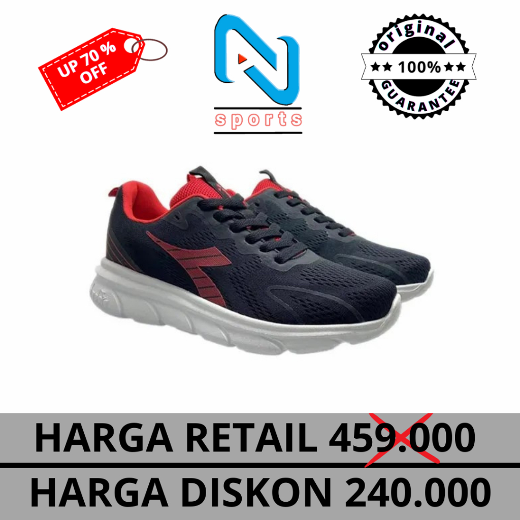 Sepatu Diadora Franco Men's size 41 Running Shoes - Black Original 100%