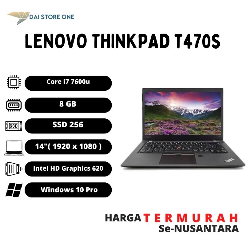 Laptop Lenovo Thinkpad T470S i7 Gen7 Touchscreen 8GB/256GB Bergaransi