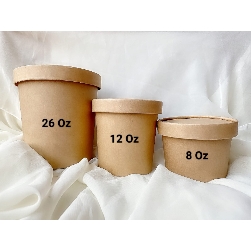 

25 Pcs Brown Kraft Paper Soup UK 8 Oz-230 ml + Tutup/paper cup/paper bowl