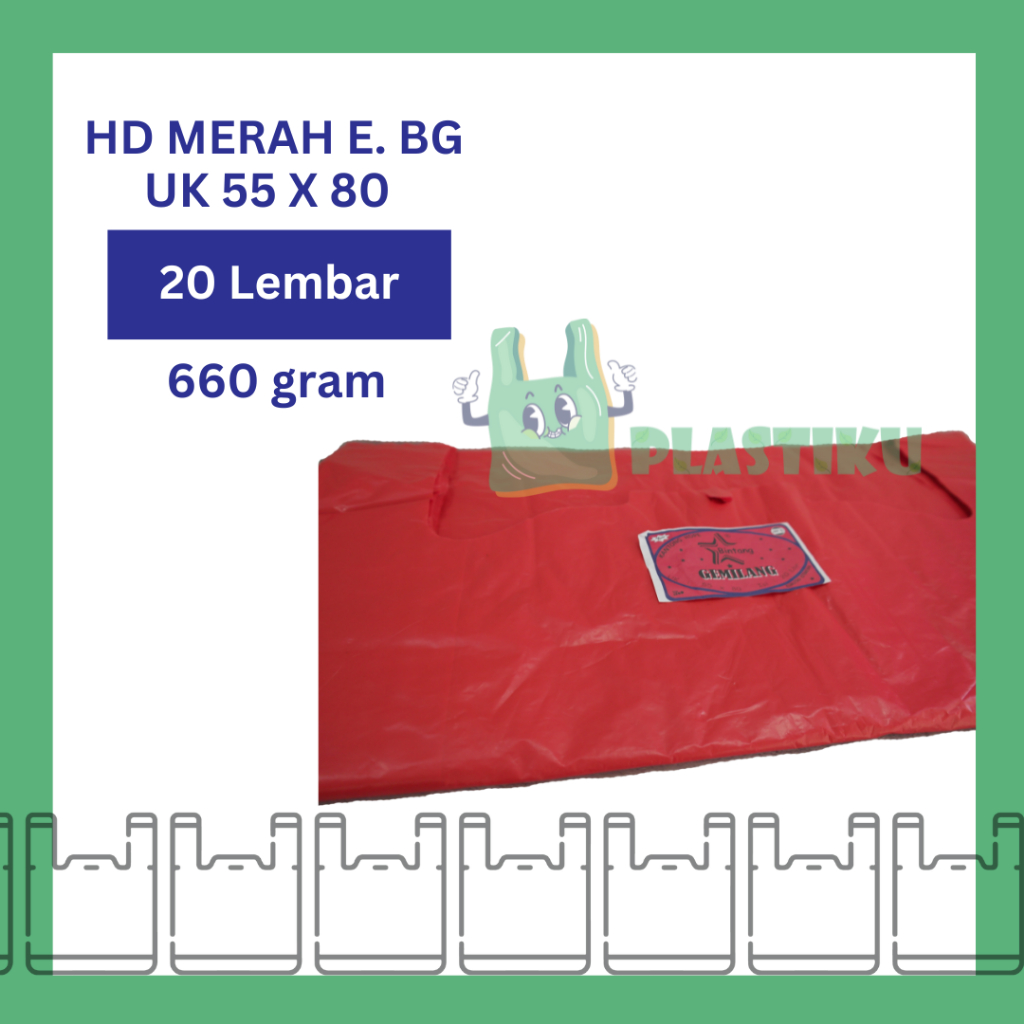 Kantong Kresek Merah E.BG UK55 - Kresek Merah Besar - Kantong Plastik Merah