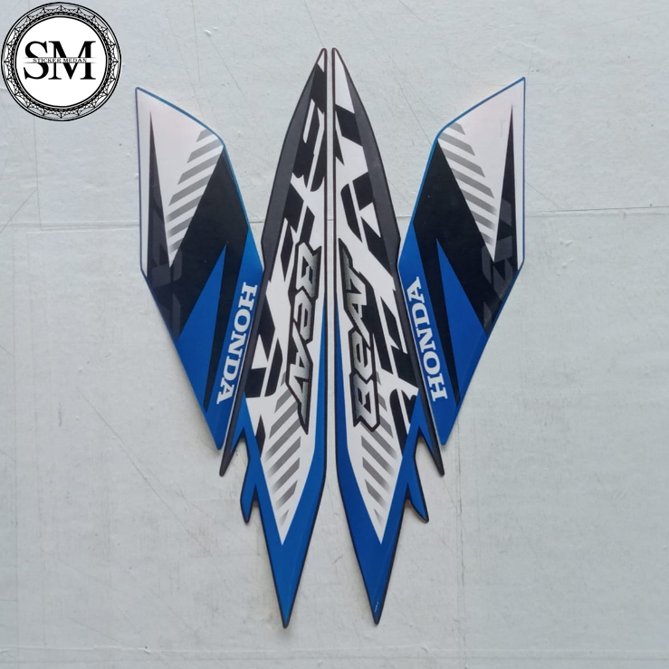Stiker Striping Body Motor Honda Beat New 2023 Lis Les Motor Honda Beat New 2023 Terbaru Hitam Biru
