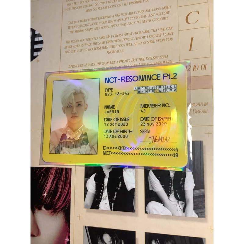 photocard pc nct 2020 jaemin nana resonance pt part 2 departure id card