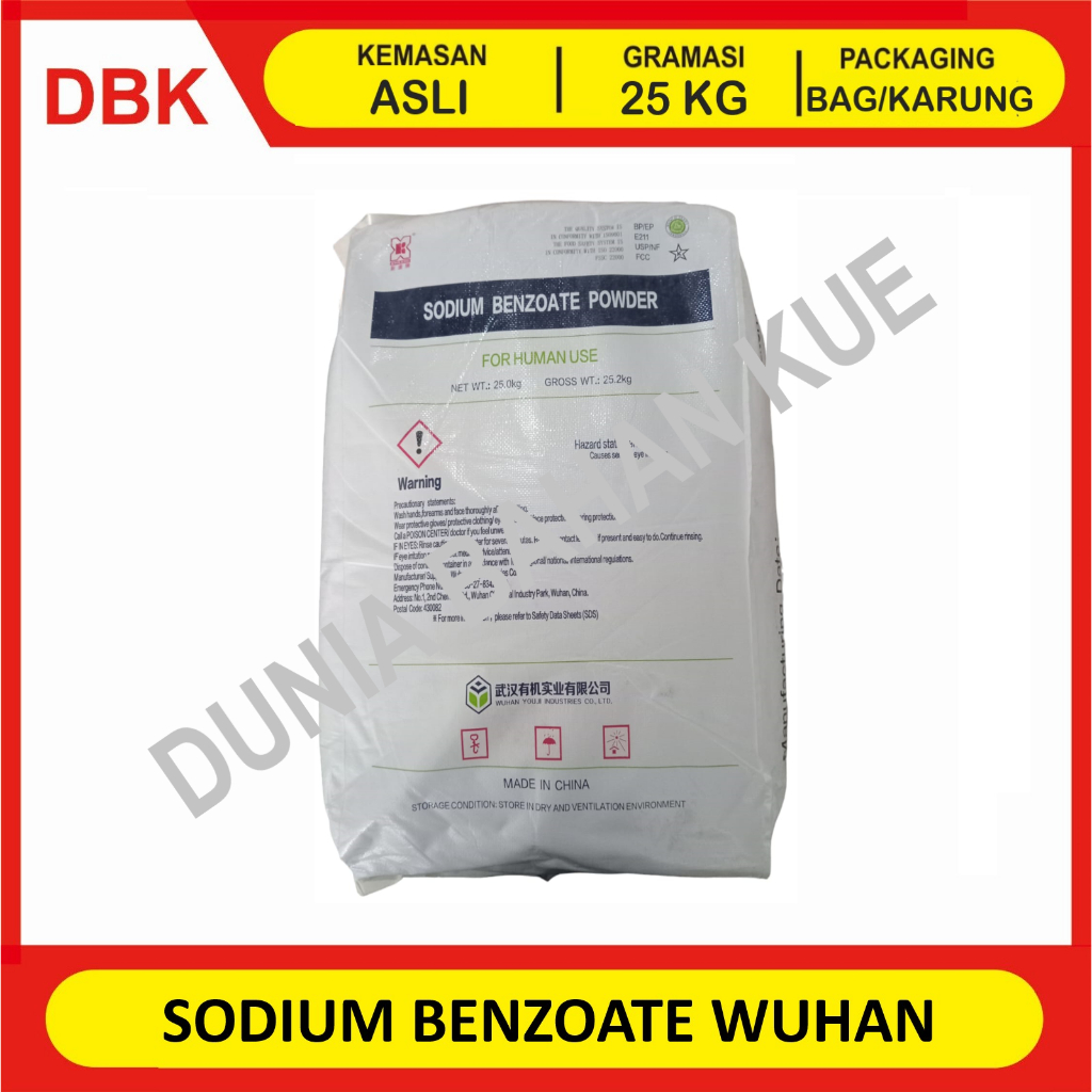 

SODIUM BENZOATE WUHAN CHINA - 1 BAG 25 KG / PENGAWET FOOD GRADE BENZOAT