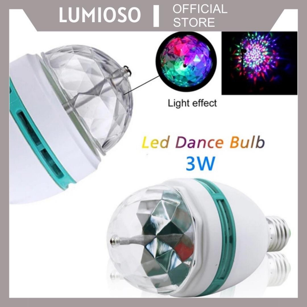 Lampu LED Disco RGB putar / Lampu Disko bolam Putar Warna Warni / Lampu LED Disco Pelangi E27 Murah