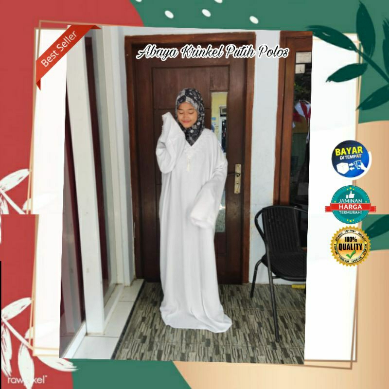 Termurah - PROMO  Abaya Untuk Umroh Abaya Sholat Putih Polos Abaya Polos Putih Untuk Umroh