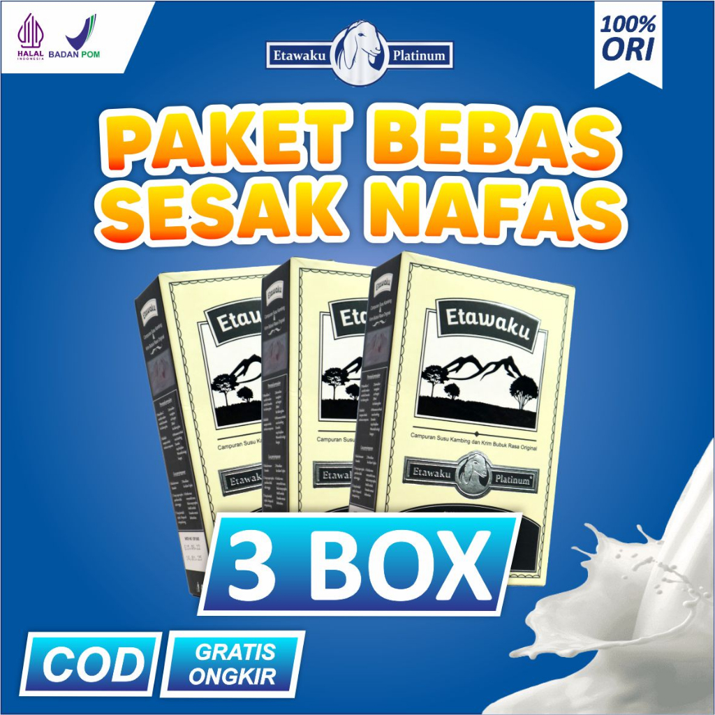 

Paket 3 Box ETAWAKU Platinum Susu Kambing Etawa Mengatasi Nyeri Tulang & Sendi