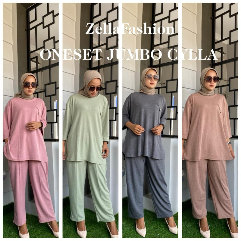 CYLLA Oneset Jumbo Wanita kekinian/Setcel Wanita Kekinian Jumbo