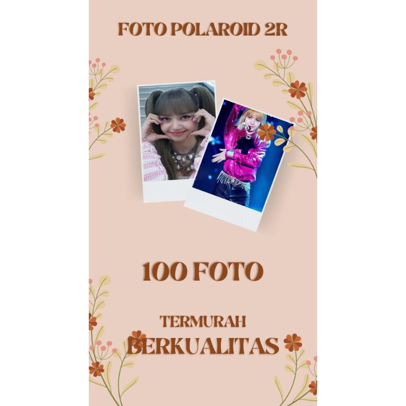 Cetak foto polaroid 2R + laminasi glossy paket 100 (white)