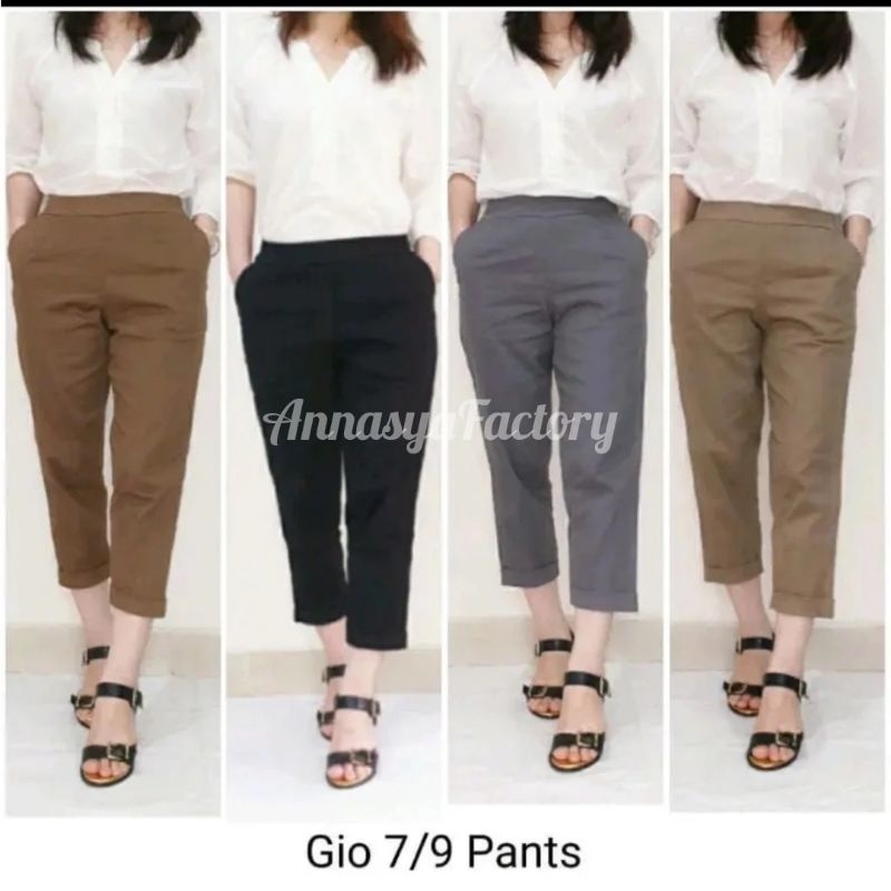 Gio Baggy Pants 7/9 Celana Katun Wanita Stretch Bigsize Jumbo