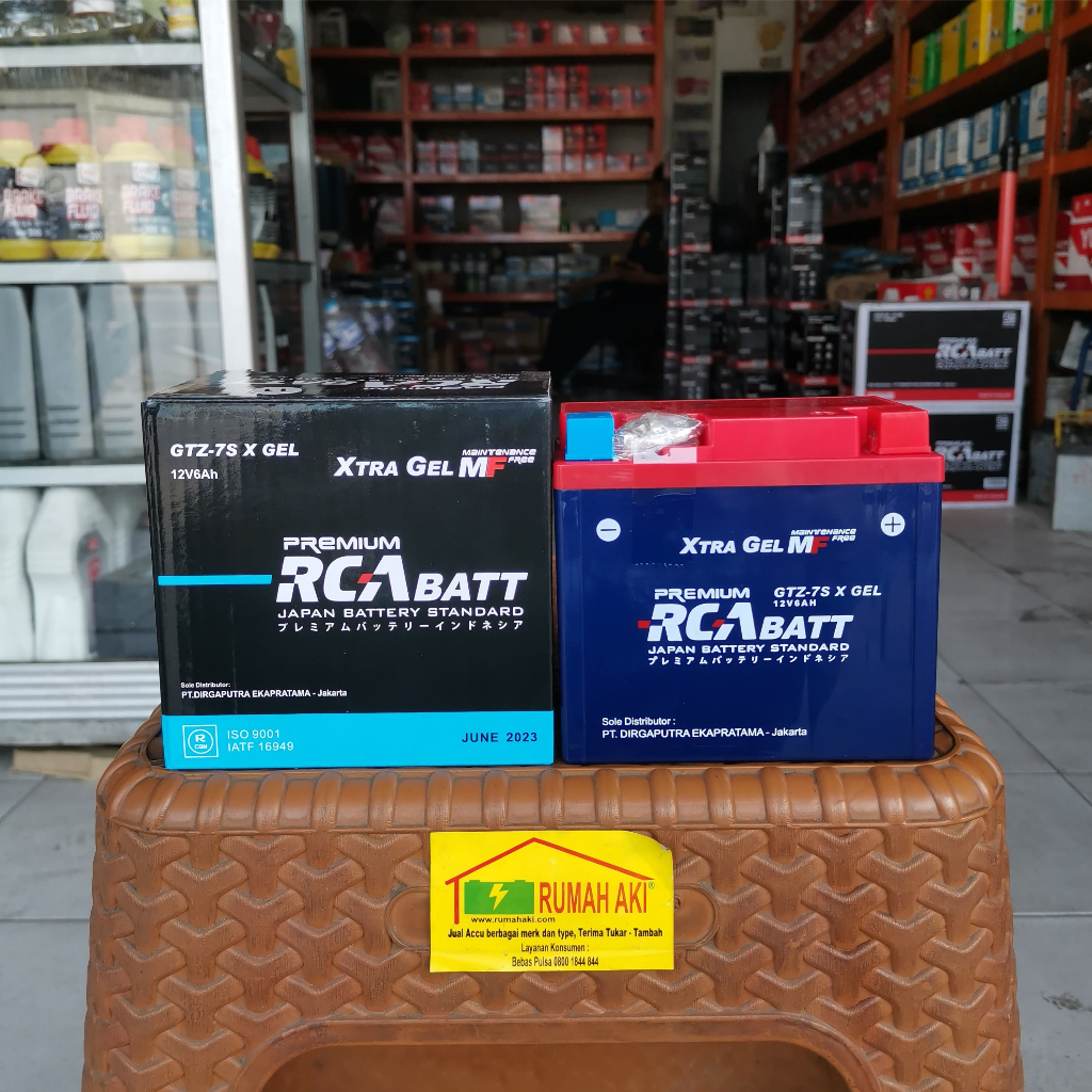 Aki Sepeda Motor RCA BATT (GTZ-7S X GEL - 12V 6Ah) Vario 125-150, Nmax