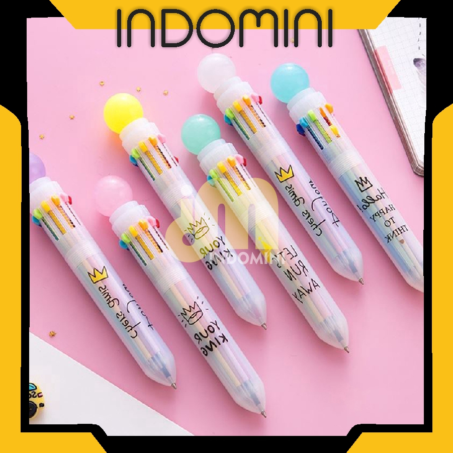 

INDOMINI Pulpen 6 Warna Dino kepala Unicorn Karakter Pena Ballpoint S089