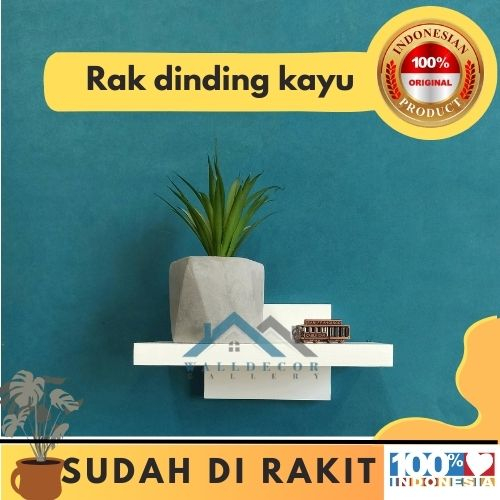 (PROMO) Rak Dinding Kayu Minimalis Mengambang | Rak Tanaman Asli | Rak Buku Modern Kecil