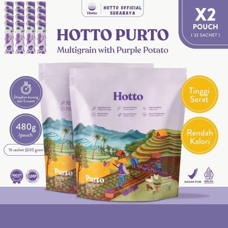 

Hotto Purto Multigrain - 2 pouch (32 sachet)
