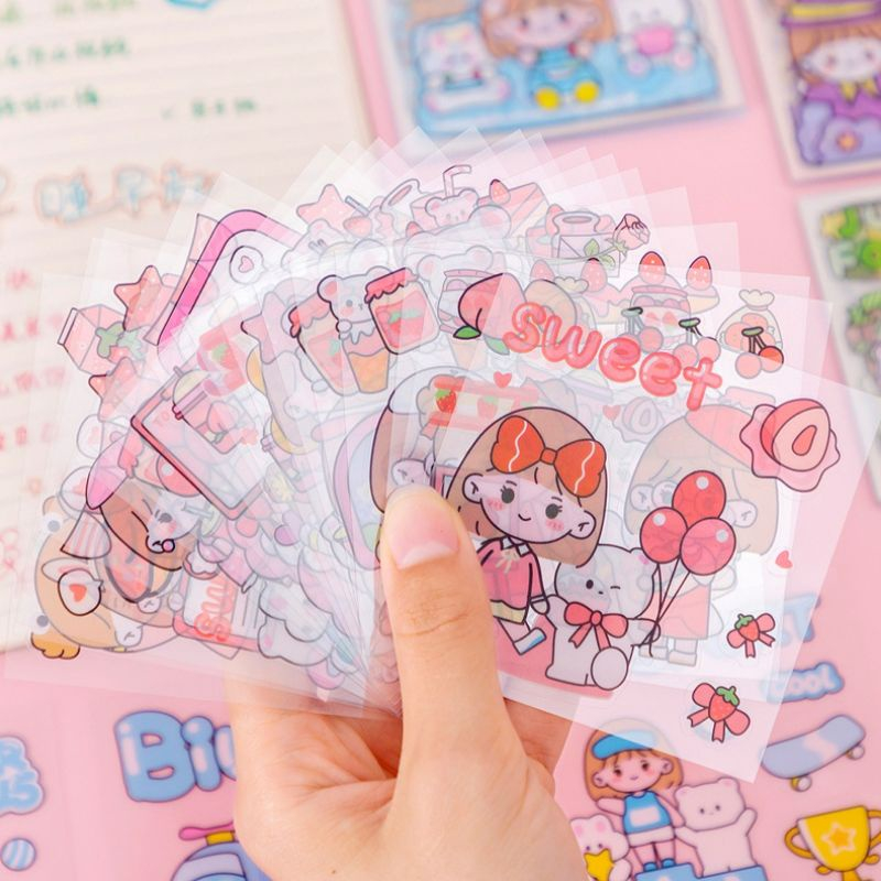 

mainan Sticker 1 Pcs LEMBAR STIKER 2d KARTUN motif KOREA pet imut cantik dekorasi ANTI AIR murah