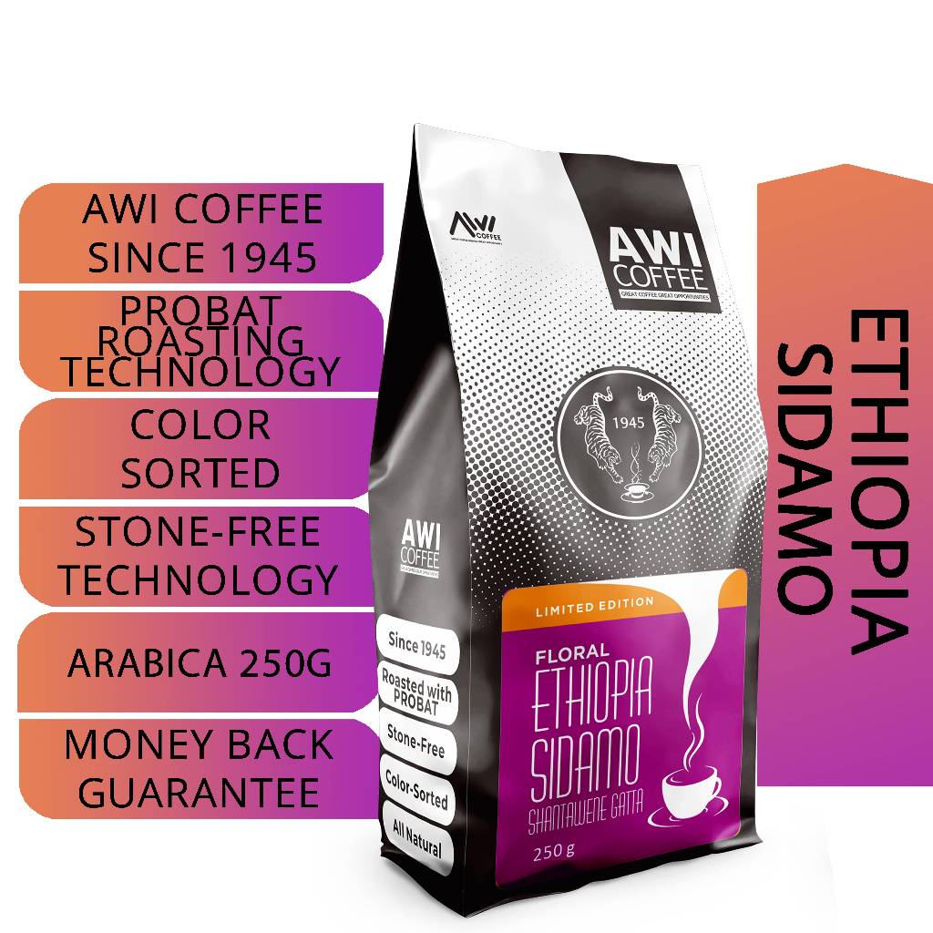 

Awi coffee Ethiopia Sidamo 250 gr / Anaerobic / Floral & Fruity / Limited Edition / Specialty Coffee