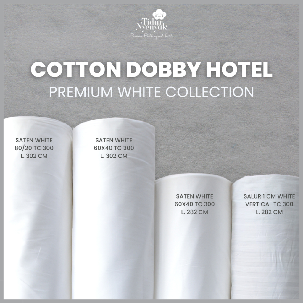 KAIN DOBBY HOTEL PER 50 CM TC300 POLOS - SALUR 3CM 1CM REMIUM BED SHEET KOTAK 9CM 3CM SQUARE SATIN