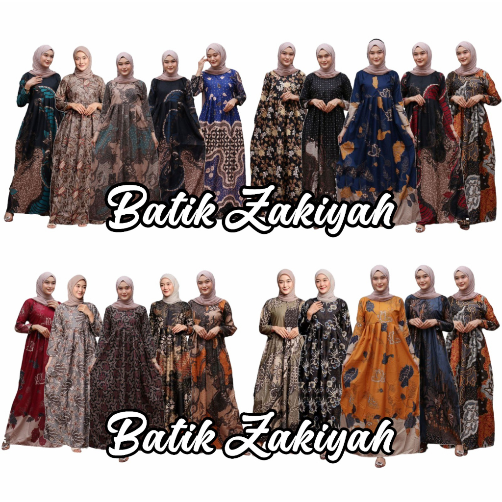 Dress Gamis Batik Murah Ukuran Standar Jumbo Motif Bunga Bahan PoliMikro Couple BATIK  AZKA DONGKER