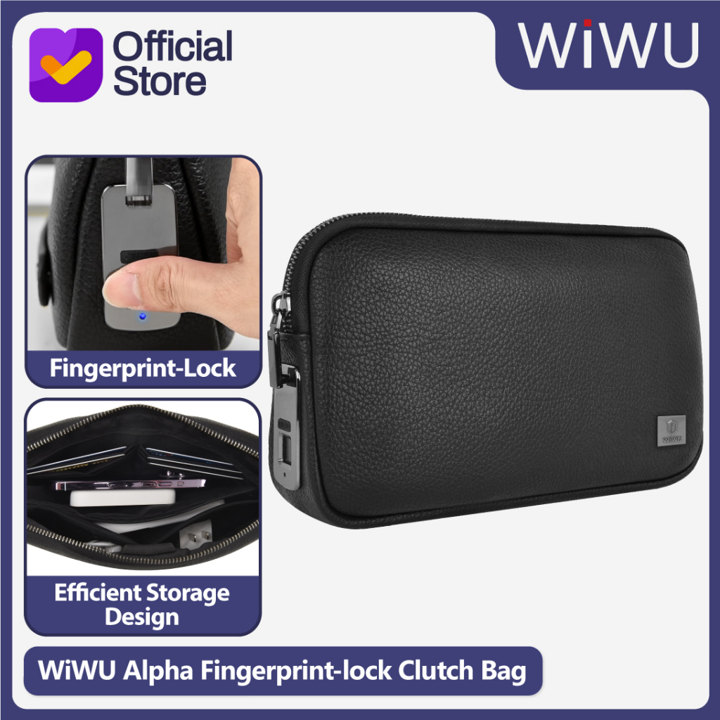 Clutch Bag WiWU Alpha Fingerprint Lock Anti-Theft Accessories Gadget Storage Organizer