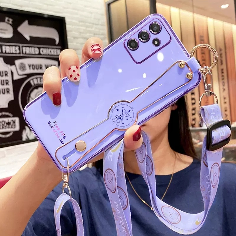 CASE SAMSUNG A05 A05S A24 A14 TALI SLEMPANG SOFT CASE PLATING GLOSSY STRAP CASING SILIKON HP